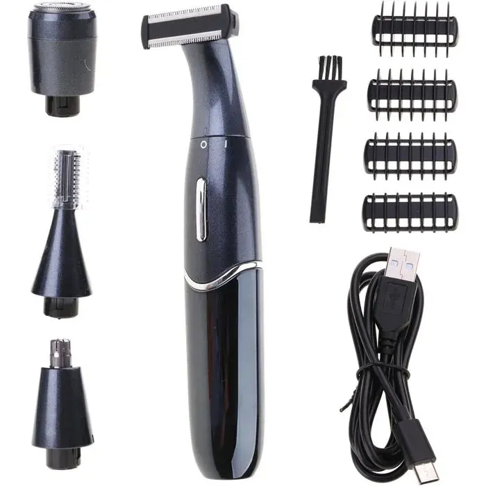 Épilateur électrique rechargeable - Tondeuse visage & corps - Sans fil - Rasage doux - Maillot