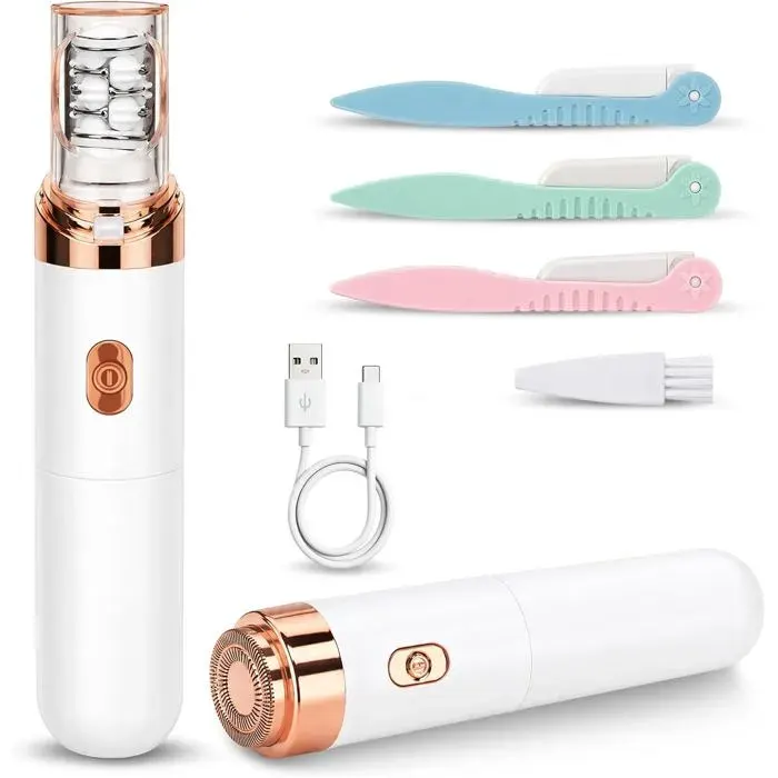 Epilateur Electrique Visage Femme Epilateur Electrique Épilateur Rechargeable 2 En 1 Avec Lumière Led Épilation Précise Sans Dou