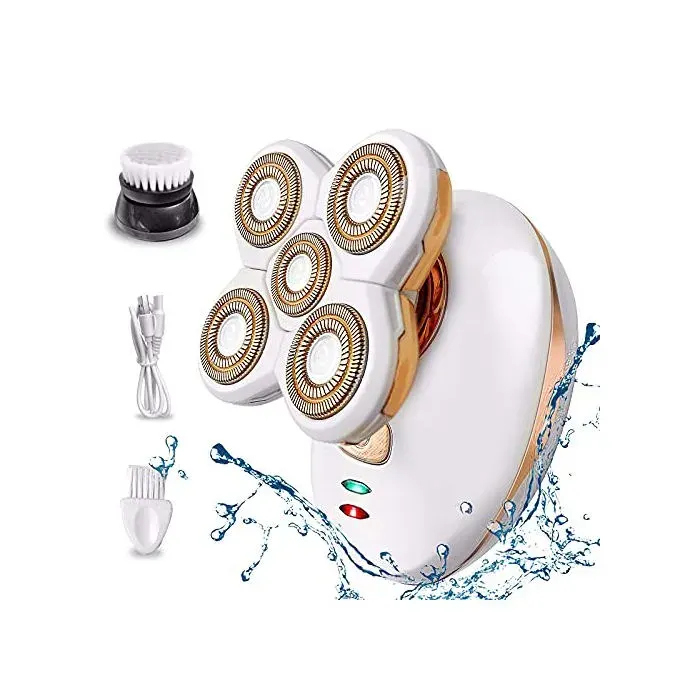 Épilateur électrique - ZAHRVIA - Rasoir rechargeable - 5 lames rotatives 3D - Étanche - 45 min autonomie