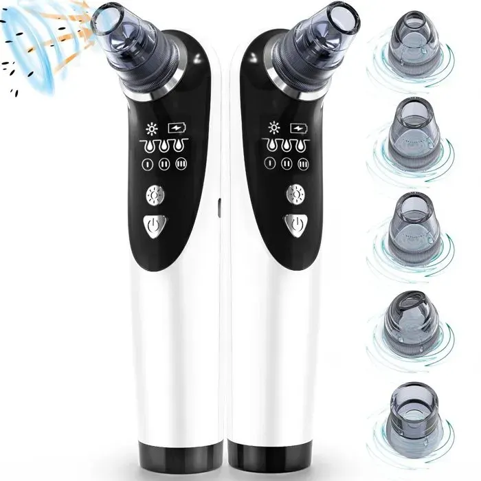Épilateur facial aspirateur - 1 pièce Extracteur point noir 5 têtes 3 niveaux aspiration chaleur tous types peau - Type Étiquette