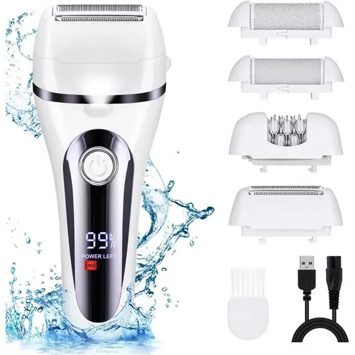 Épilateur Facial - AZWIX - 4 en 1 - Rechargeable USB - Lumière LED - Têtes de coupe commutables