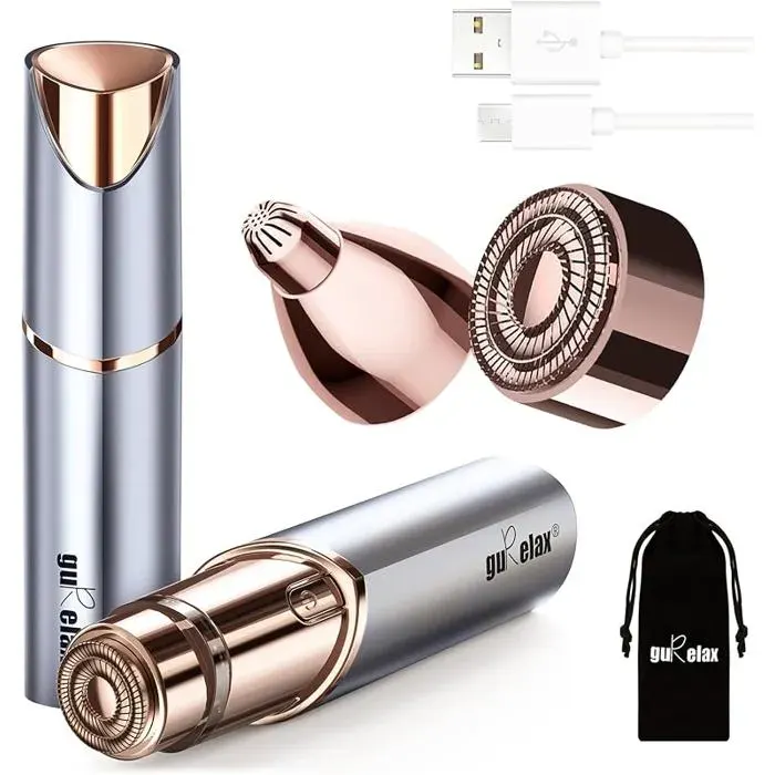 Épilateur facial pour femme appareil épilation 2 en 1 (luxe) pour femme menton visage lèvres Bleu (2 en 1) + EPILATEUR ELECTRIQUE