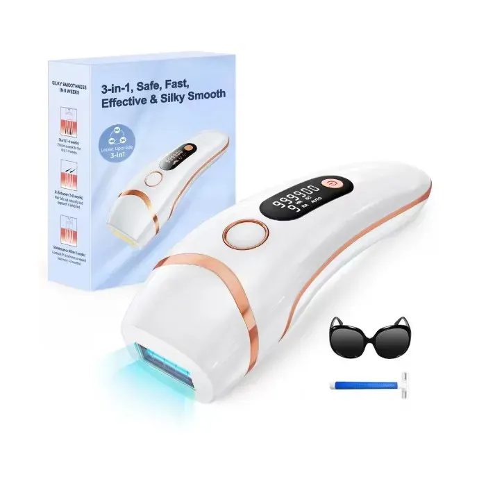 Épilateur IPL LYSMOSKI 172J 999900 Flashs 9 Niveaux Lumière Pulsée HR SC RA Visage Corps Maillot Aisselles Femme