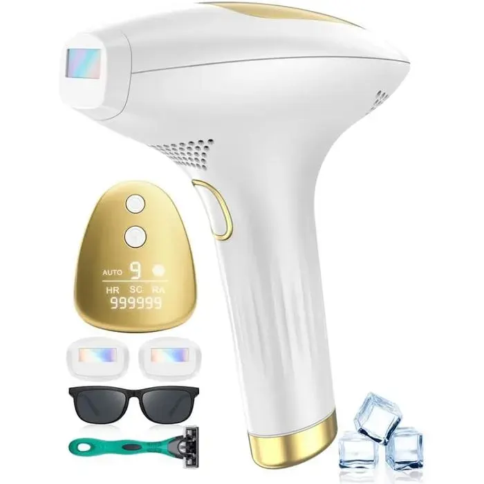 Épilateur Lumière Pulsée Avec Refroidissement Épilateur Laser Sans Douleur Avec 999999 Flashs 9 Niveaux DÉnergie Ipl Épilateur