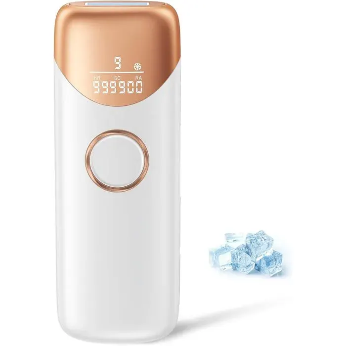 Épilateur Lumière Pulsée Avec Système De Refroidissement Par Glace Épilateur À Lumière Pulsée Avec 9 Niveaux DÉnergie 999 900 Fl