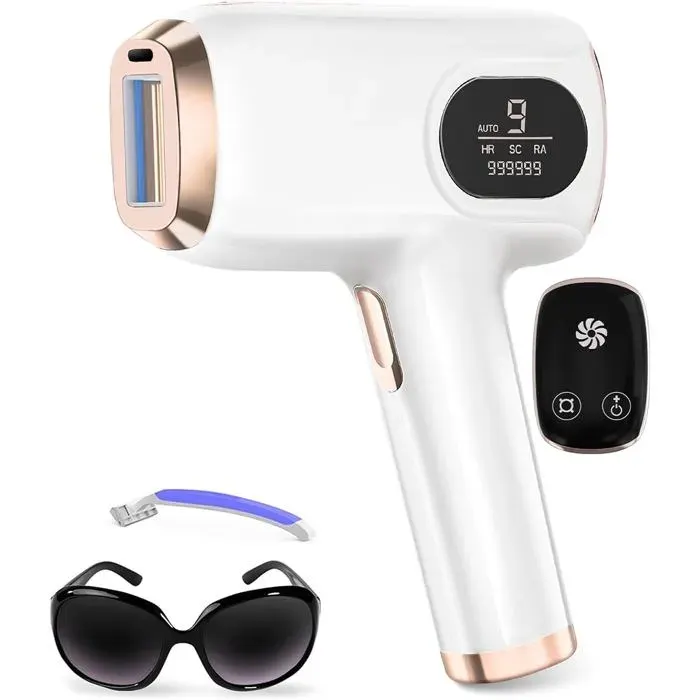 Épilateur Lumière Pulsée Fonctions Hr/Sr/Hr+ 9 Niveaux DÉnergie 999 999 Impulsions Lumineuses Des Femmes Des Lèvres Du Visag