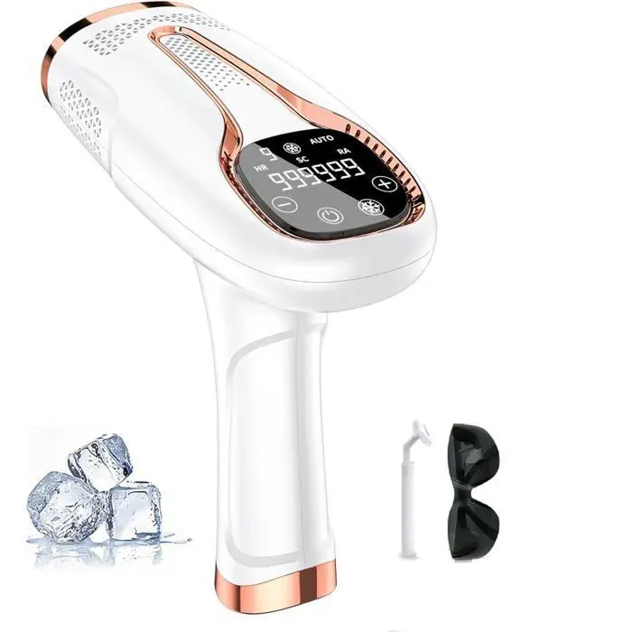 Épilateur lumière pulsée IPL - 999999 flashs - Refroidissement par glace - 9 niveaux dénergie