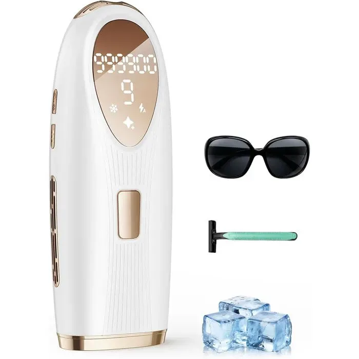 Épilateur Lumière Pulsée Ipl Avec Refroidissement Épilateur Laser Pour Femme Et Homme 9 Niveaux D’Énergie 999900 Flashs Épilati