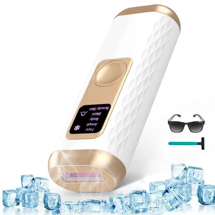 Epilateur Lumiere Pulsee IPL de Refroidissement 2 Modes 5 Niveaux Épilation 999900 Flashs Épilateur Laser avec 3 en 1 pour Corps