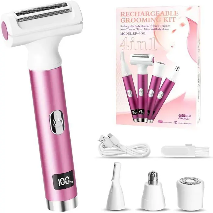 Épilateur multifonction - - 4 en 1 - Rechargeable - Écran intégré - Chargement USB - Léger et portable Femeo