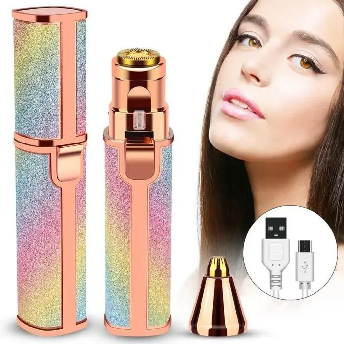 Épilateur Sourcil - APERIL - Rasoir Sourcil Femme - Rechargeable - LED Intégrée - 2 Têtes de Coupe