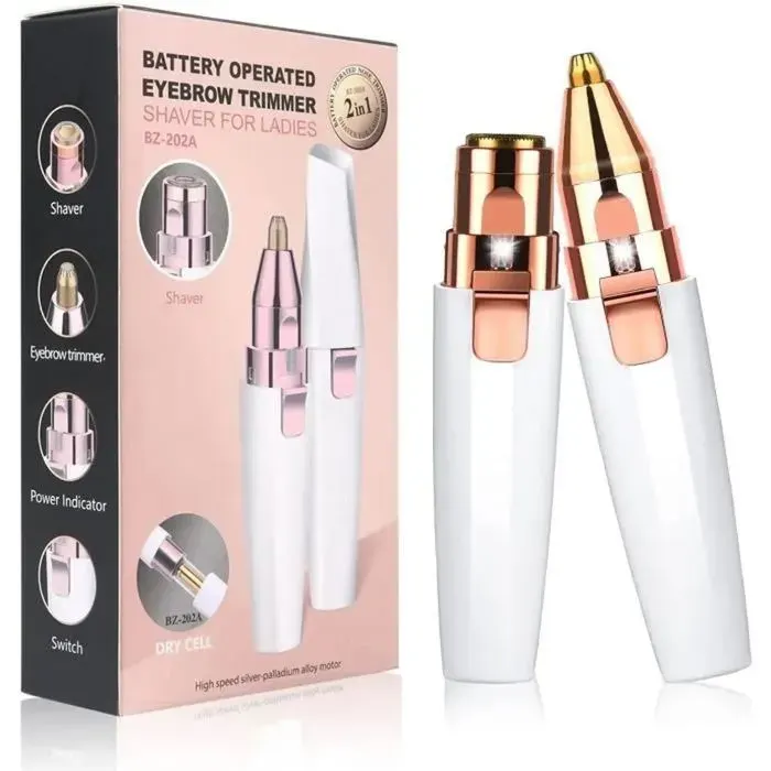 Épilateur Visage 2 en 1 - AF - Stylo et Rasoir électrique - Mixte - Batterie rechargeable - Blanc