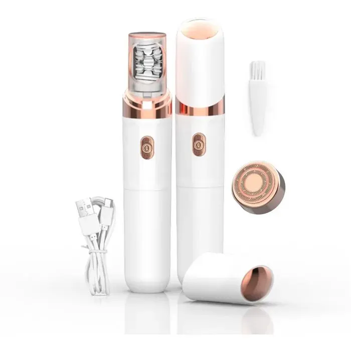 Épilateur visage 2-en-1 - DEMA - Épilateur électrique et tondeuse - Éclairage LED intégré - Rechargeable USB