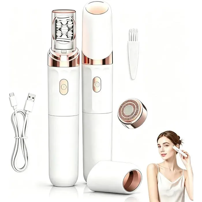 Épilateur Visage Femme 2 En 1 Épilateur Electrique Femme Portable Avec Lumière Led Épilation Indolore Et Très Efficace Pour Visag