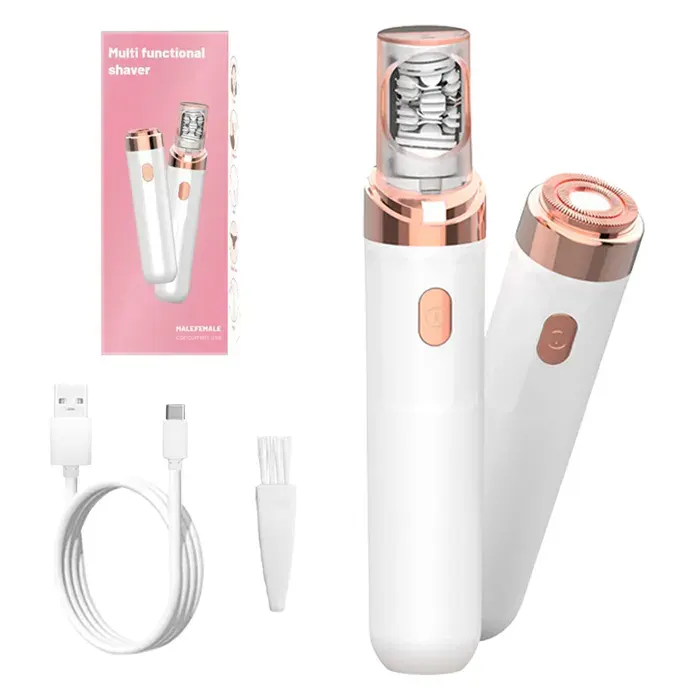 Épilateur Visage Femme Électrique - Vantory - 2 en 1 2 Têtes Remplaçables pour Poils Lèvres Menton USB-C 350mAh Épilation Douce