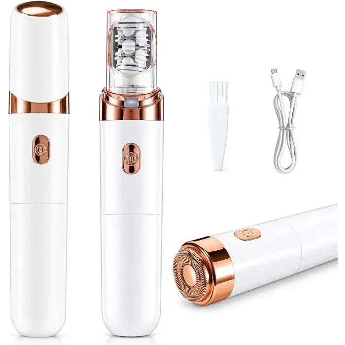 Epilateur Visage Femme Épilateur Facial 2-En-1 Sans Fil Rechargeable Avec Lumière Led Tondeuse Visage Indolore Pour Femmes Rasoi