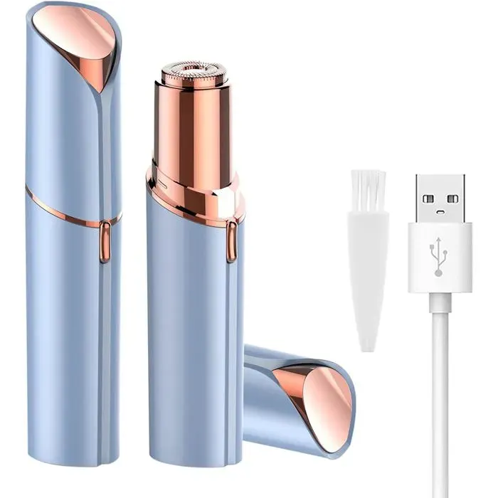 Épilateur Visage Femme USB Rechargeable Rasoir Sourcils et Visage Étanche IPX6 pour Épilation Douce (Bleu)