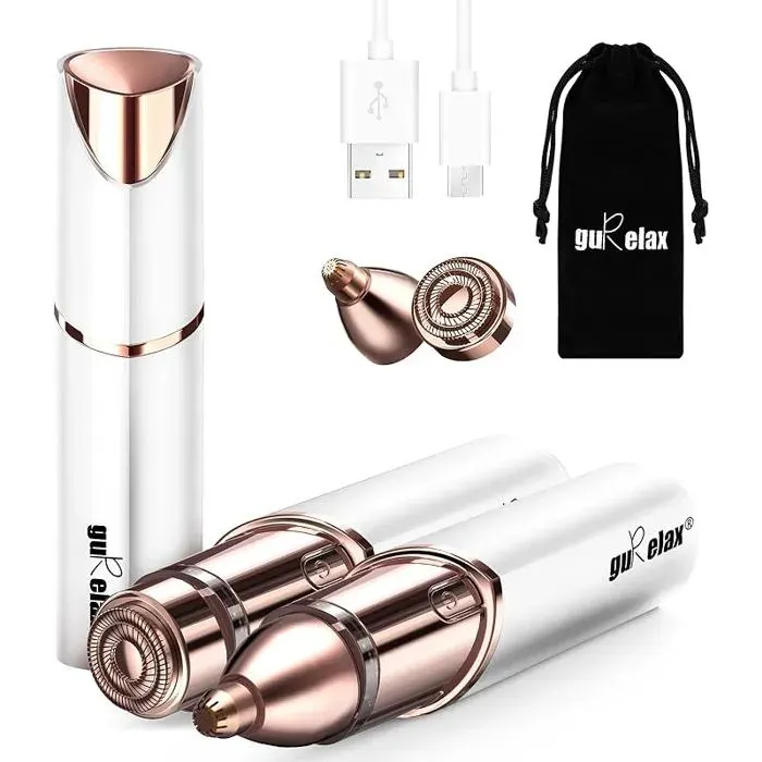 Épition visage femme (2023) Épition faciale impeccable pour menton Lèvre Bnc (2 en 1) + 2 Têtes de Rechange RASOIR ELECTRIQUE