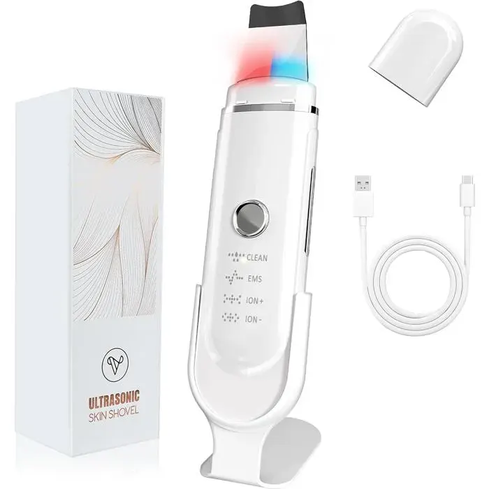 Épurateur de peau à ultrasons - Aspirateur point noir visage avec 4 modes et lumière bleue rouge - Appareil de nettoyage exfoliant
