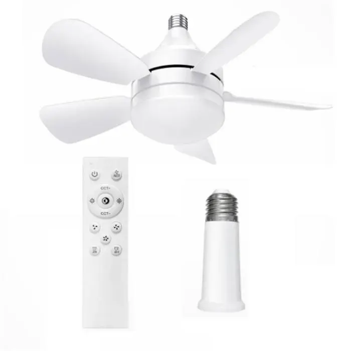 et Télécommande - Lampe de Ventilateur à Douille avec Ampoule LED à Intensité Variable Petit Ventilateur de Plafond à Visser