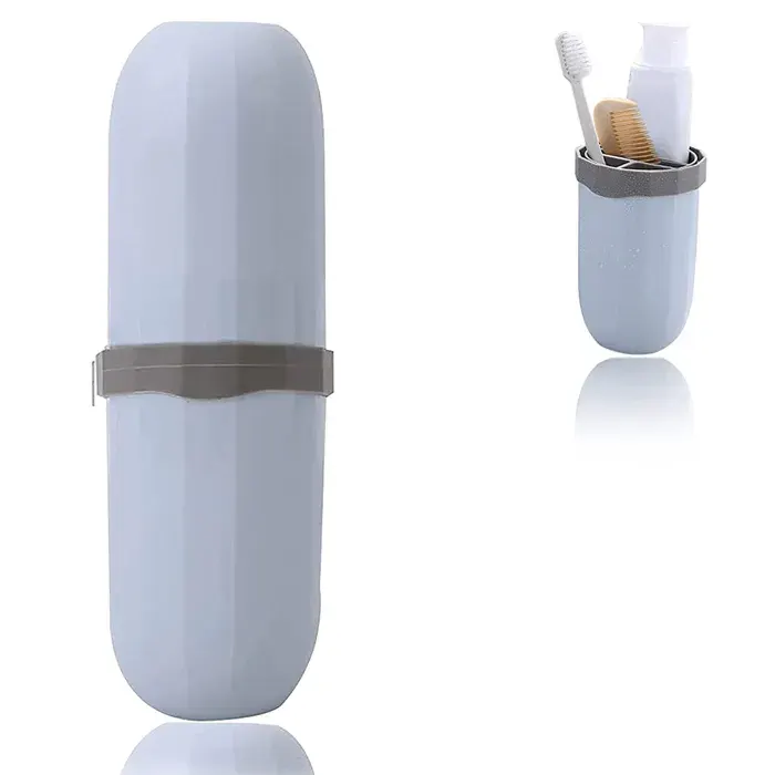 Étui à brosse à dents multifonctionnel boîte de rangement pour brosse à dents gobelet de voyage portable gobelet pour brosse à — coloris Bleu