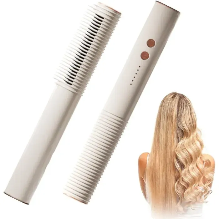 Euakee 2 en 1 Brosse Lisseur et Boucler Cheveux Ionique Professionnels Hair Straightener Brush avec Protection Anti-Brulure 20s