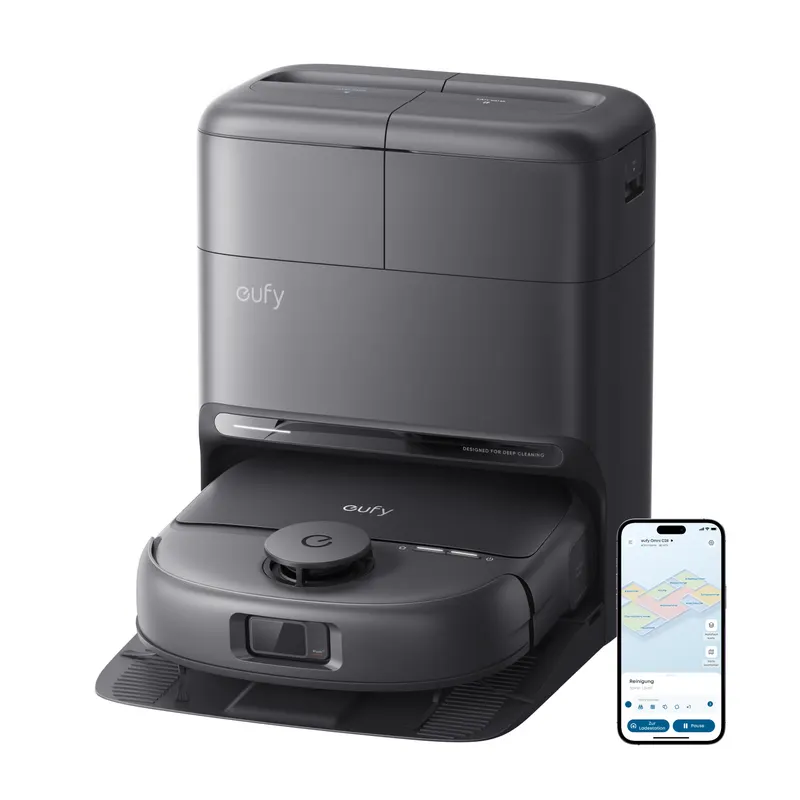 eufy Aspirateur Robot: C28 Omni, Combo 5-en-1 avec Serpillière Auto-Nettoyante et Aspiration 15 000 Pa pour Nettoyage Profond