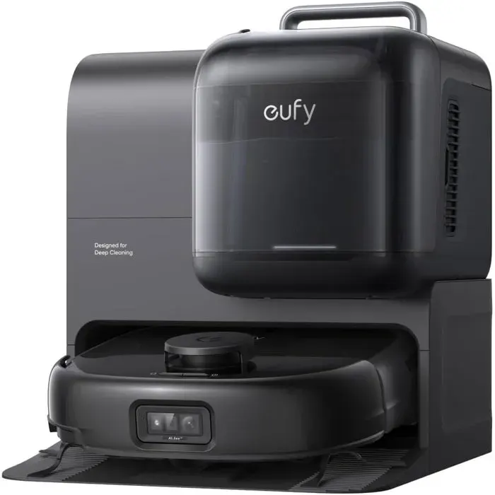 EUFY Omni E28 - Robot Aspirateur Laveur - Système HydroJet - Puissance 20 000 Pa - Brosses démêlantes DuoSpiral - Station Tout-en-Un