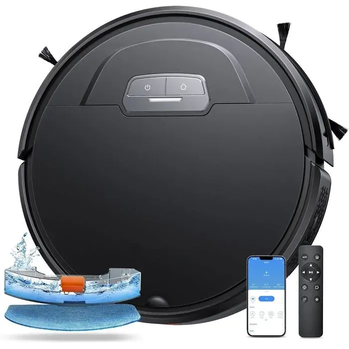 Evol 3 Aspirateur Robot 8000PaRobot Aspirateur Laveur Ultra Silencieux & Fin De 76CmAlexa/2.4Wifi/App/TélécommandeAspirateur Ro