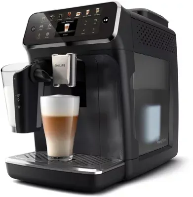 Expresso Broyeur PHILIPS EP4441/50 cafetière à grain LatteGo série 4400, 12 boissons, SilentBrew, Noir