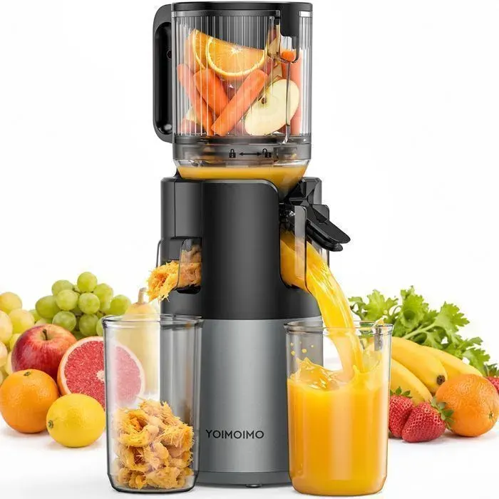 Extracteur de jus 1.8L avec Large Bouche dalimentation 120 mm -YOIMOIMO- Pour Fruits/Légumes Entiers - Sans BPA - Nettoyage Rapide