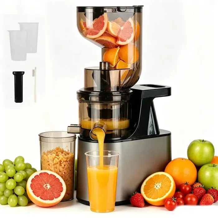 Extracteur de Jus 15L Goulotte 160 mm Rendement en jus de 98 % avec 2 Tasses Pour Fruits et Légumes EntiersFacile à nettoyer
