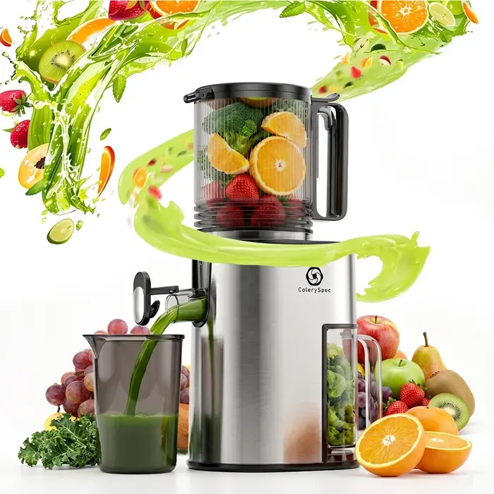 Extracteur de Jus 18L - Pour Fruits et Légumes Entiers - Goulotte 130 mm - 250 W Tritan Sans BPA - Facile à nettoyer