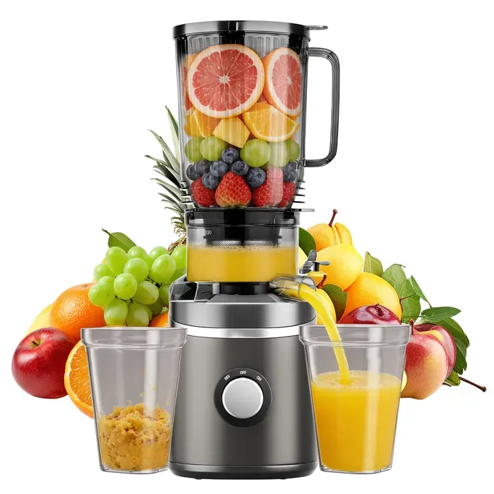 Extracteur de jus 250W 23 L à pression à froid pour fruits et légumes entiers 65 tr/min avec goulotte dalimentation 12 cm