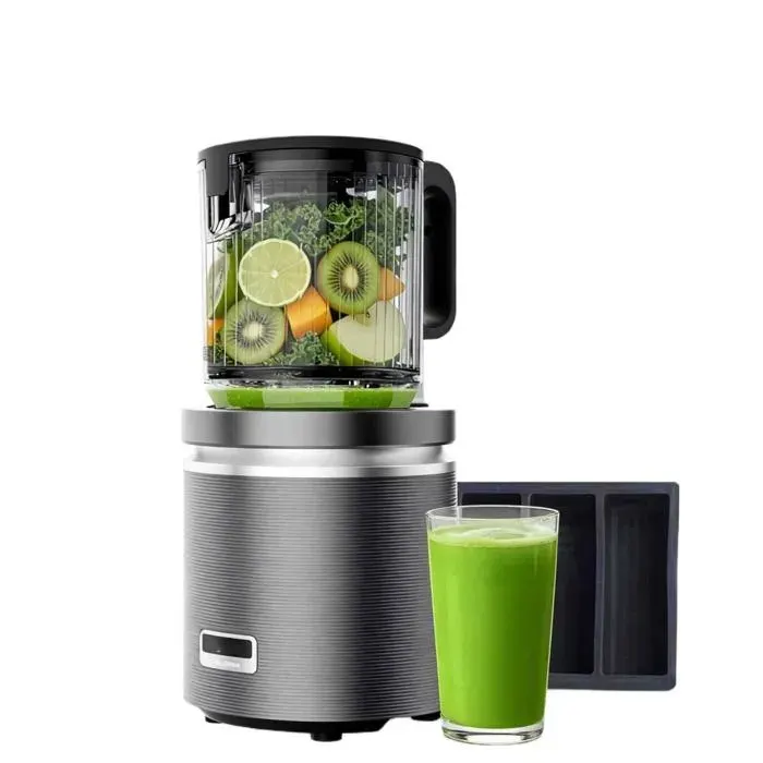 Extracteur de Jus 350W Goulotte 124mm Double Pression Haute Rendement Matériau Tritan Facile à Nettoyer Antiblocage Gris