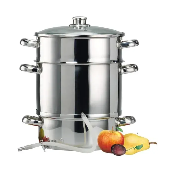Extracteur de jus à vapeur en inox Système de pression efficace pour 6-7 kg de fruits et légumesDiamètre 26 cm Couleur argent