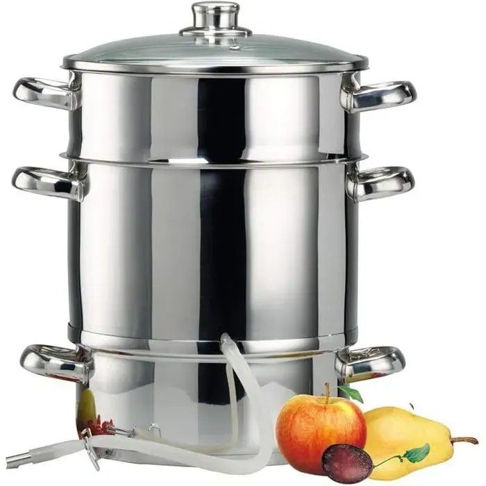 Extracteur de jus à vapeuren inoxSystème de pression efficace pour 6 kg de fruits et légumesPolyvalent 26 cm 2 CUISEUR A VAPEUR