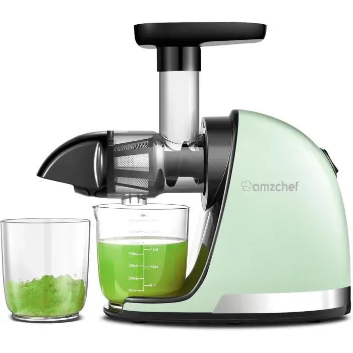 Extracteur de Jus - AMZCHEF - Modèle ZM1501 - Fonction de Mastication Inversée - Vert - Sans BPA