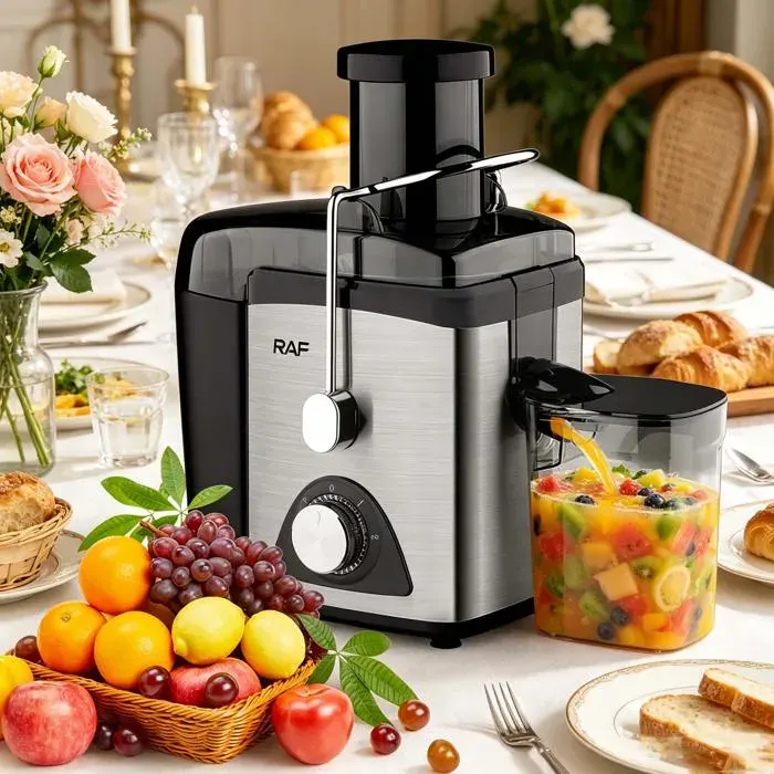 Extracteur de Jus Centrifuge 800W – Double vitesse – Grande goulotte – acier inoxydable – Pour Fruits et Légumes