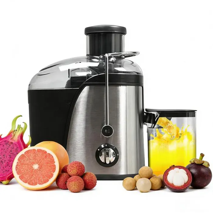 Extracteur de Jus Centrifugeuse 400W avec Large Goulotte Facile à Nettoyer Acier Inoxydable Sans BPA pour Fruits et Légumes