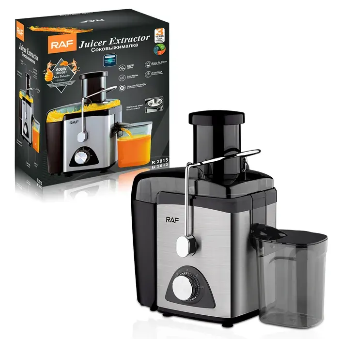 Extracteur de jus électrique 800 W deux vitesses large ouverture dalimentation - convient aux fruits et légumes.
