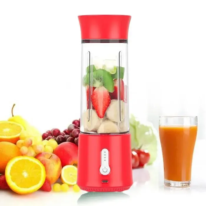 Extracteur de jus électrique portable - WIRLSWEAL - 500ml - Rouge - 4 lames tranchantes - Vitesse ultra-rapide