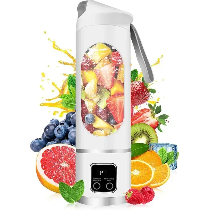Extracteur de jus - Extracteur de jus de fruits et légumes - Extracteur de jus électrique portable USB - 500 ml - Mini blender