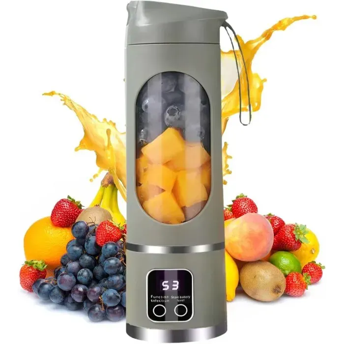 Extracteur de jus - Extracteur de jus de fruits et légumes - Extracteur de jus électrique portable USB - 500 ml - Mini blender