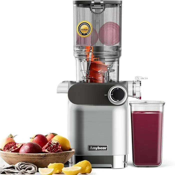 Extracteur de Jus Lent 180Nm Goulotte 43 Filtre Inox Titane Sans BPA Tritan