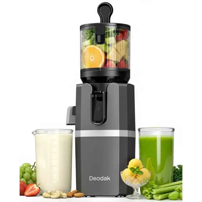 Extracteur de Jus Lent 3-en-1 – Jus Pur Lait Végétal & Sorbet – Moteur 250W – Bac 4.7″ – Nettoyage Facile