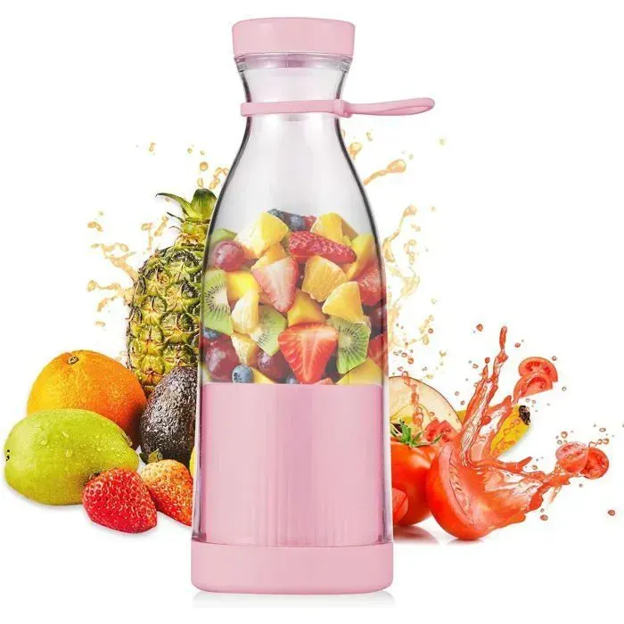 Extracteur de jus - Mini mixeur électrique - Rechargeable USB - Portable - Rose