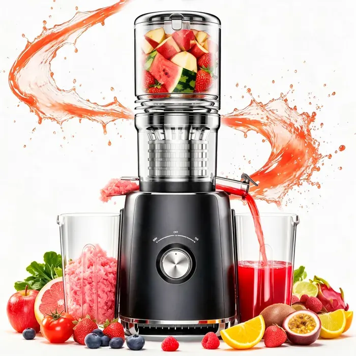 Extracteur de Jus Nettoyage Rapide Extracteur de Jus Lent Ouverture de 128mm Noir