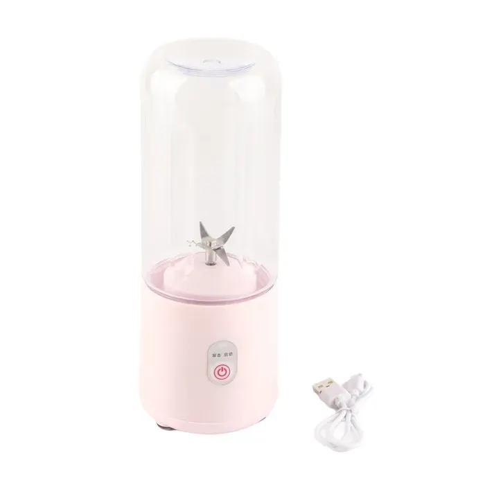 Extracteur de jus portable 500 ml Mini extracteur de jus rose 6 lames de feuilles Chargement USB Machine à jus pour fruits et