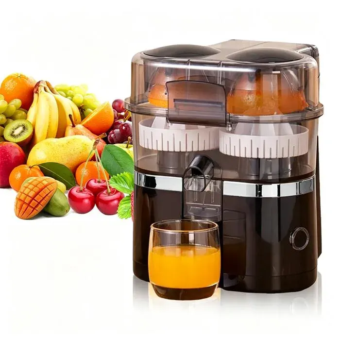 Extracteur de Jus Presse agrumes Extracteur de jus électrique double tête 200W Facile nettoyer Silencieux pour légumes fruits etc